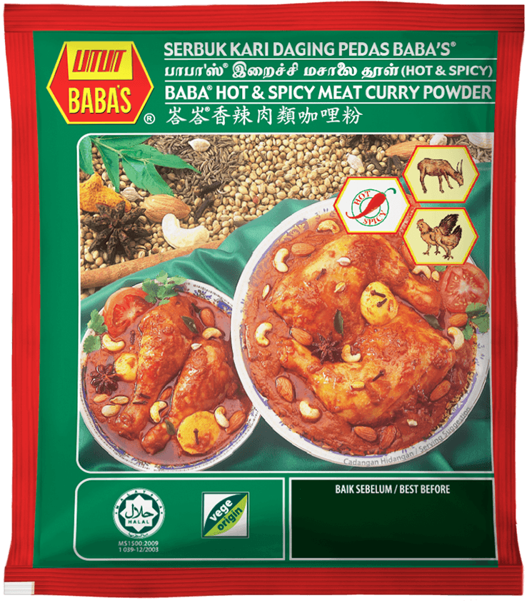 BABA'S HOT & SPICY MEAT CURRY POWDER 125G
