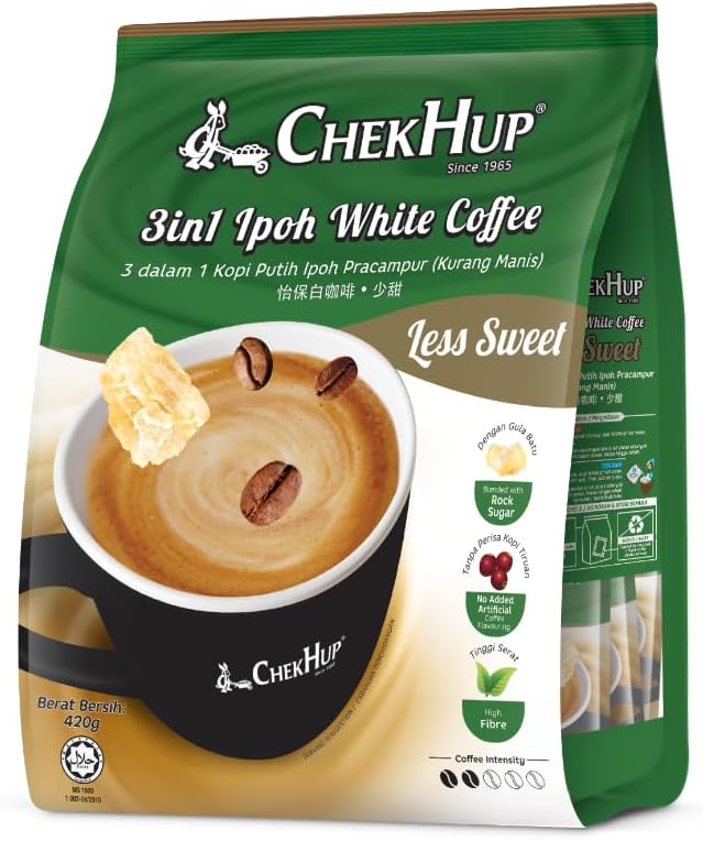 CHEK HUP 3IN1 LESS SWEET INSTANT WHITE COFFEE