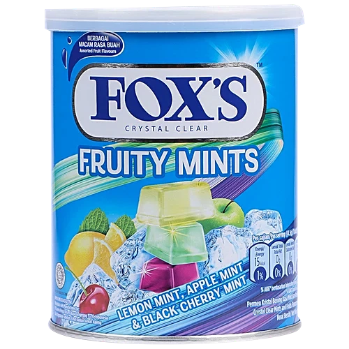 FOXS CRYSTAL CLEAR FRUITY MINTS HARD CANDY 180G TIN