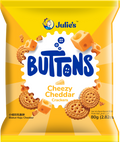 JULIE'S BUTTONS CHEEZY CHEDDAR CRACKERS