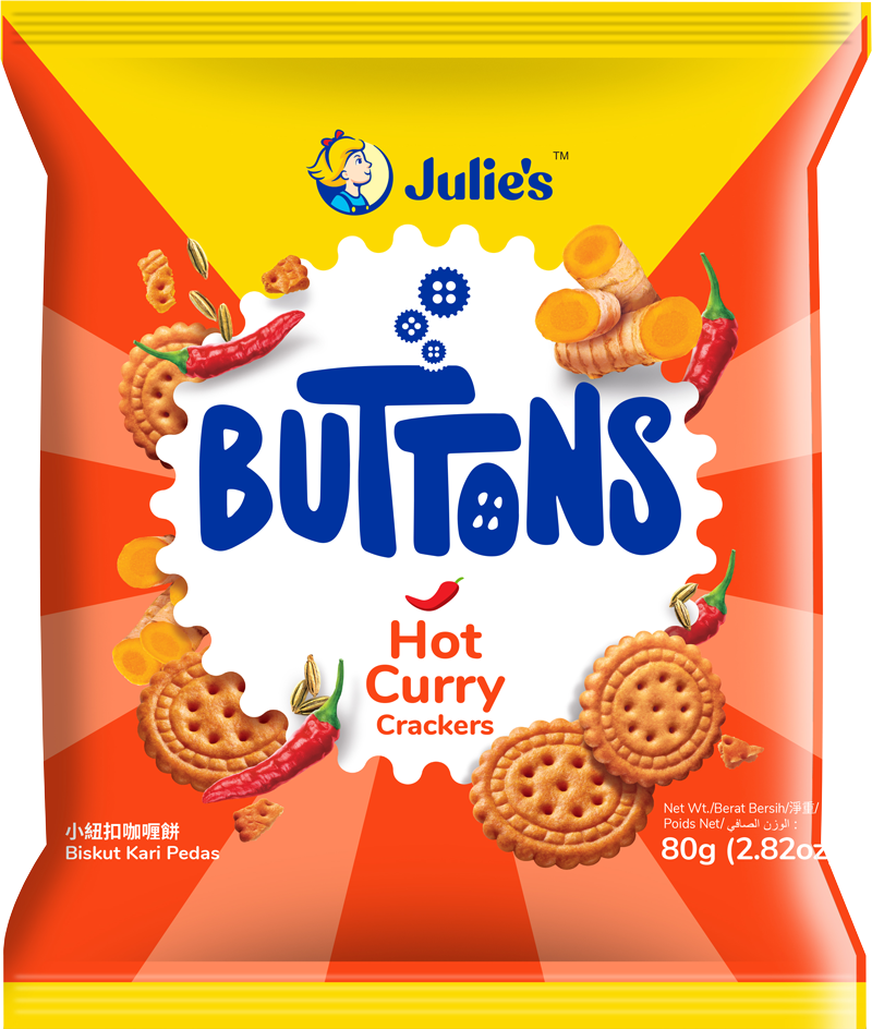 JULIE'S BUTTONS HOT CURRY CRACKERS