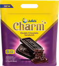 JULIE'S CHARM DOUBLE CHOCOLATE CREAM SANDWICH BISCUITS