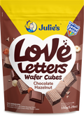 JULIE'S LOVE LETTERS CHOCOLATE HAZELNUT WAFER CUBES