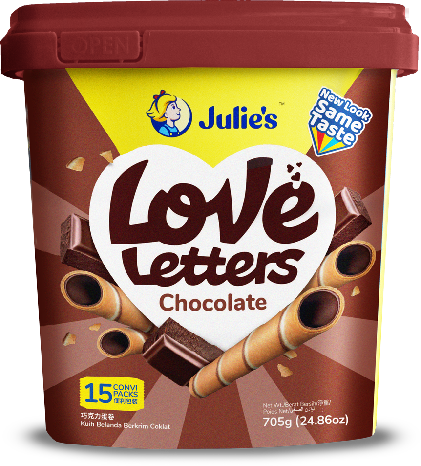 JULIE'S LOVE LETTERS BISCUITS WAFER ROLLS BUCKET