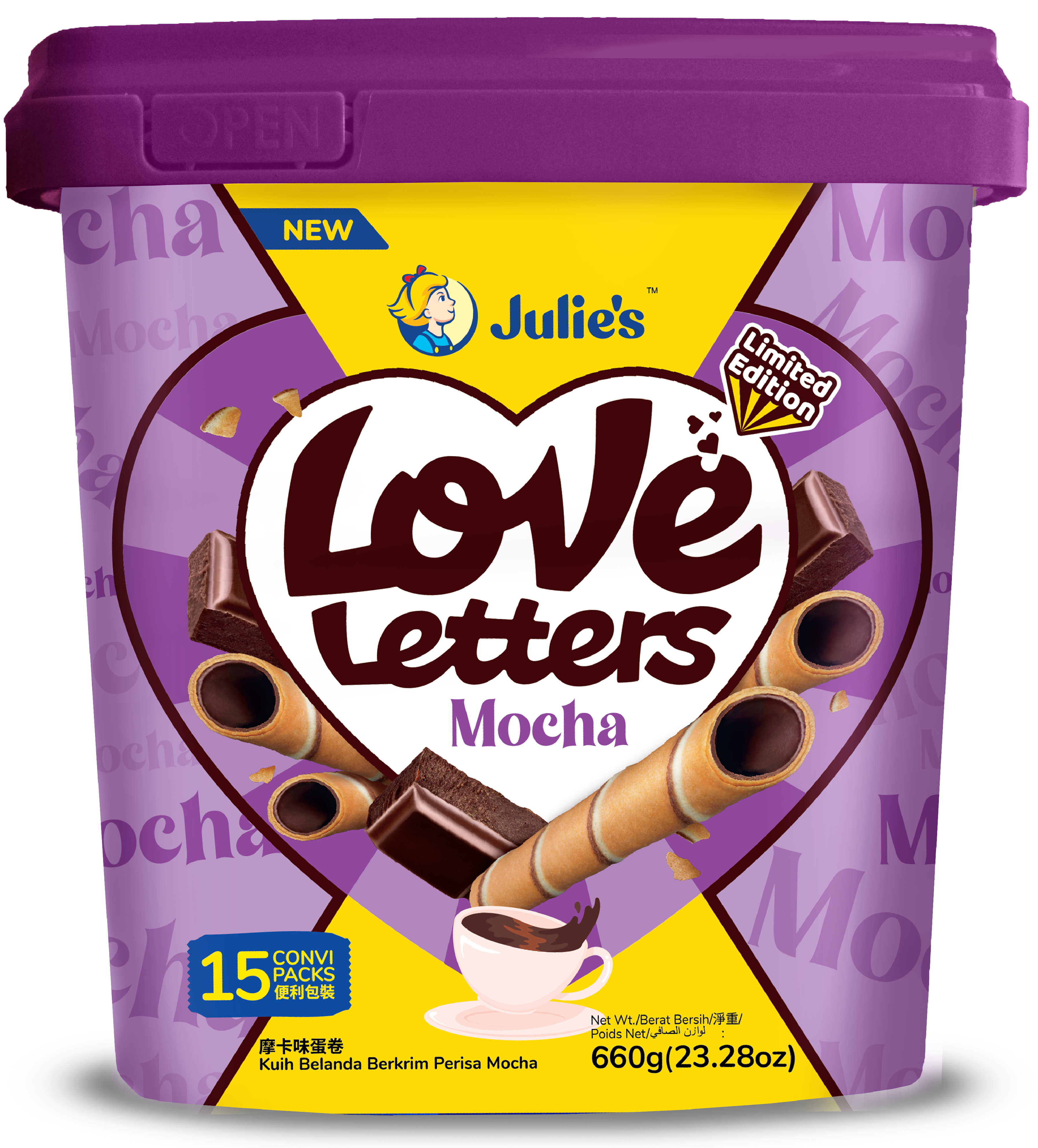 JULIE'S LOVE LETTERS BISCUITS WAFER ROLLS BUCKET
