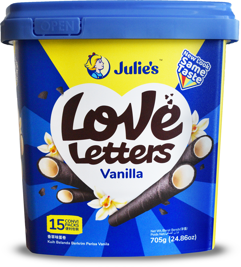 JULIE'S LOVE LETTERS BISCUITS WAFER ROLLS BUCKET