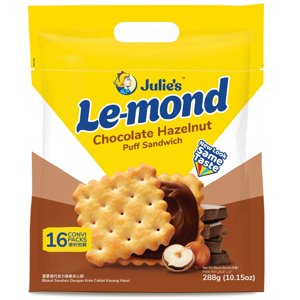 JULIE'S LE-MOND CHOCOLATE HAZELNUT PUFF SANDWICH BISCUITS
