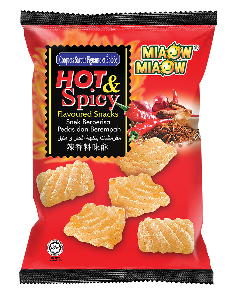 MIAOW MIAOW HOT & SPICY FLAVOUR SNACKS 50G