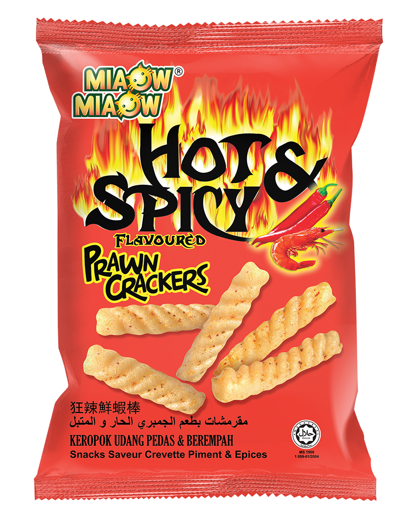 MIAOW MIAOW HOT & SPICY PRAWN CRACKERS 50G