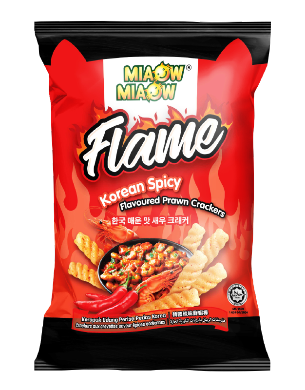 MIAOW MIAOW KOREAN SPICY FLAVOUR PRAWN CRACKERS 50G