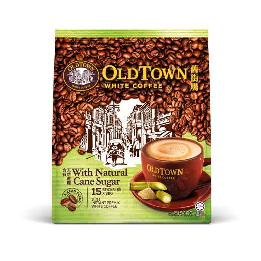 OLDTOWN NATURAL CANE SUGAR 3IN1 INSTANT WHITE COFFEE
