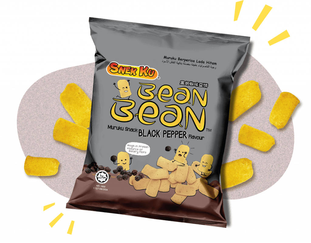 SNEK KU BEAN BEAN MURUKU BLACK PEPPER FLAVOUR SNACKS 14G