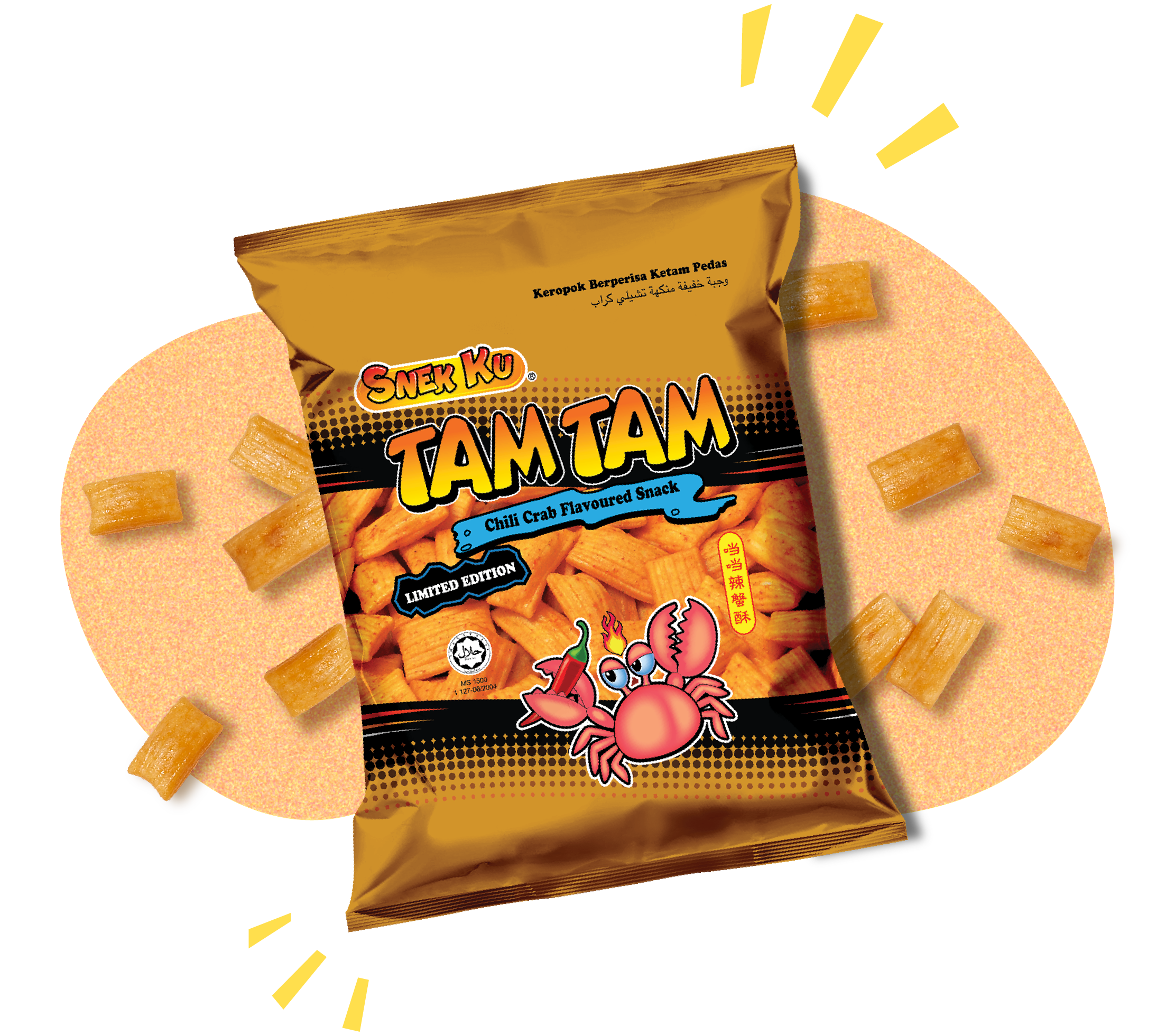SNEK KU CHILI CRAB FLAVOUR SNACKS 60G