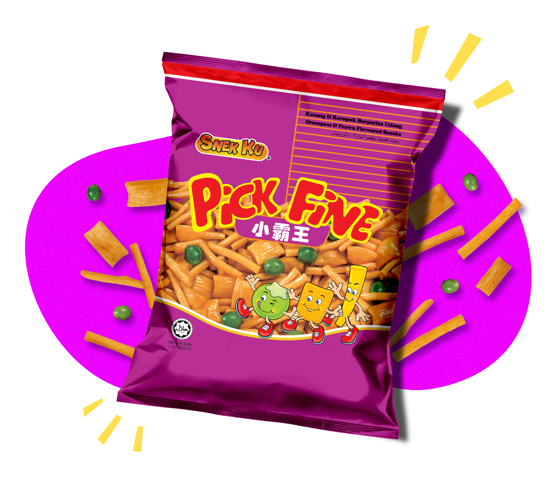 SNEK KU PICK FINE GREEN PEAS & PRAWN FLAVOUR SNACK 18G