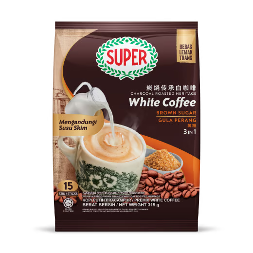 SUPER CHARCOAL ROASTED BROWN SUGAR HERITAGE INSTANT WHITE COFFEE