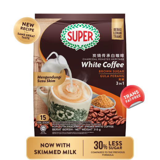 SUPER CHARCOAL ROASTED BROWN SUGAR HERITAGE INSTANT WHITE COFFEE