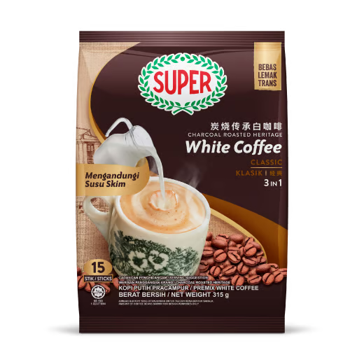 SUPER CHARCOAL ROASTED CLASSIC HERITAGE INSTANT WHITE COFFEE