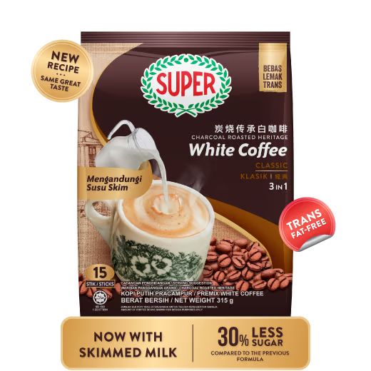 SUPER CHARCOAL ROASTED CLASSIC HERITAGE INSTANT WHITE COFFEE
