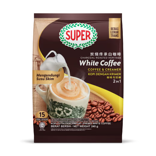 SUPER CHARCOAL ROASTED COFFEE & CREAMER HERITAGE INSTANT WHITE COFFEE