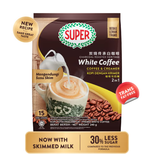 SUPER CHARCOAL ROASTED COFFEE & CREAMER HERITAGE INSTANT WHITE COFFEE