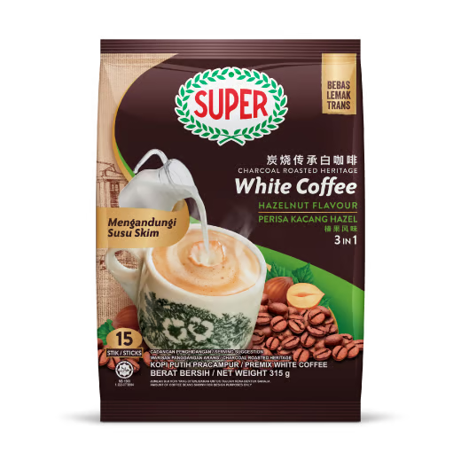 SUPER CHARCOAL ROASTED HAZELNUT HERITAGE INSTANT WHITE COFFEE