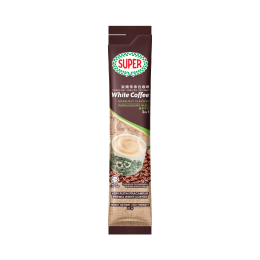 SUPER CHARCOAL ROASTED HAZELNUT HERITAGE INSTANT WHITE COFFEE